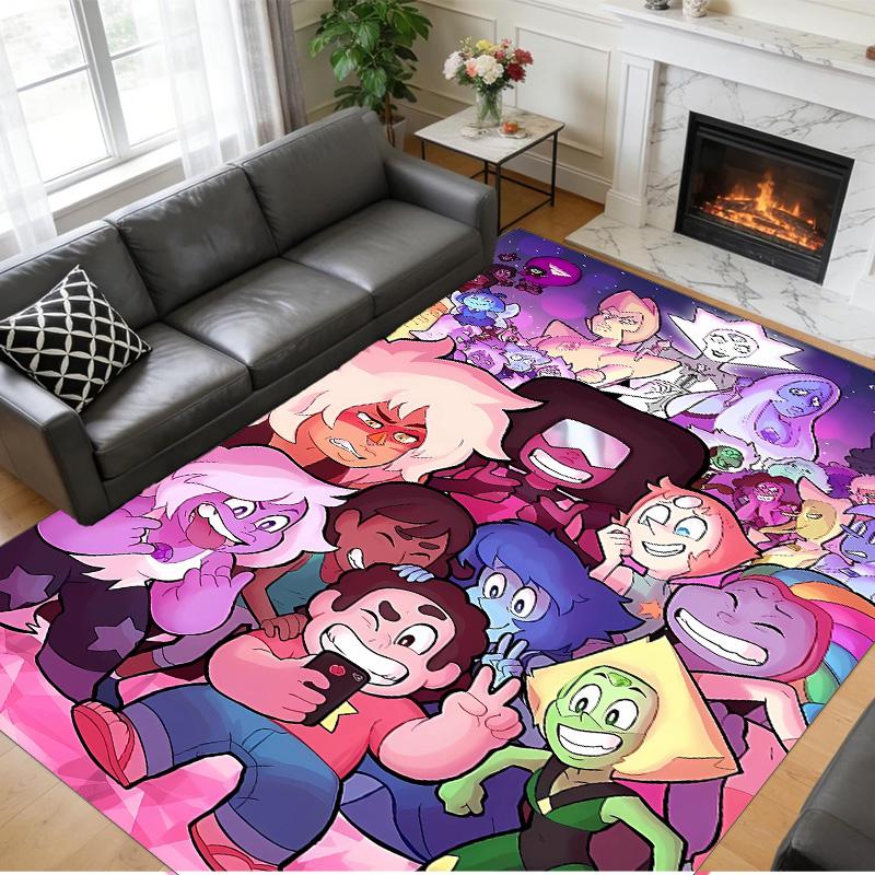 Anti‑Slip Crystal Velvet Floor Rug, Steven Universe Design Carpet for Indoor Living Bedroom Home Decoration