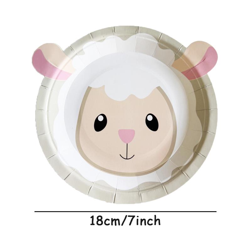 10pcs Farm Animals Party Paper Plates Cow Sheep Duck Chick  Disposable Plate Kids Children Birthday Tableware Parties Supply