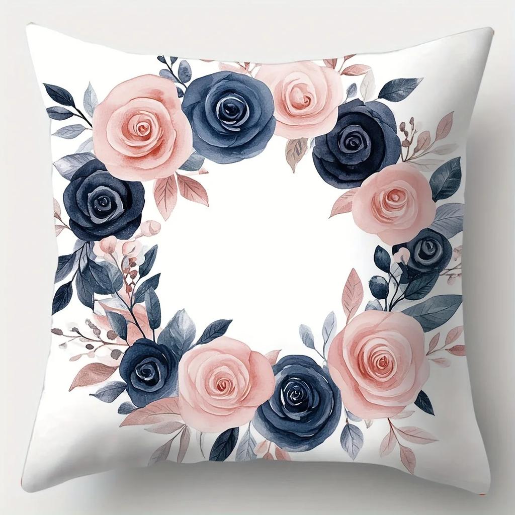 Modern Floral Collection Home Decoration Pillowcase for Living Room Bedroom Sofa Decorative Cushion Cover with Zipper Closure