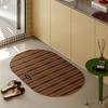 Minimalist Striped Diatomite Floor Mat Oval Shape Non‑Slip Absorbent Green Beige Rug For Bathroom Kitchen Entryway Indoor Home D