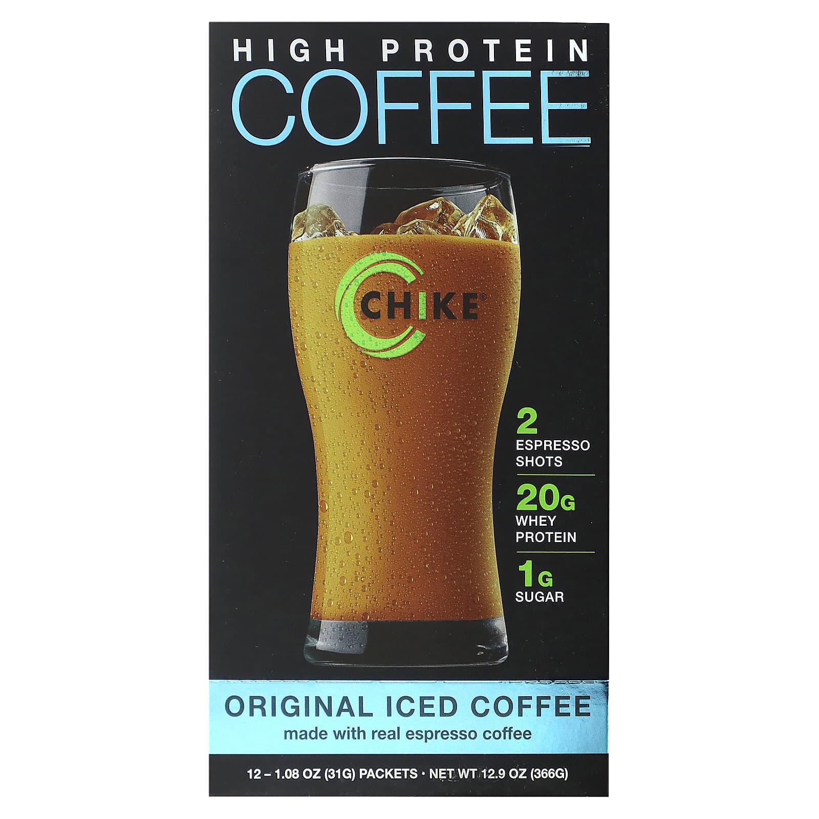 

Chike Nutrition, High Protein Iced Coffee, Original, 12 packs, 1.08 oz (31 g) each