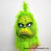 Grinch Green Furry Gloves & Christmas Mask Set for Goofy Santa Role Play