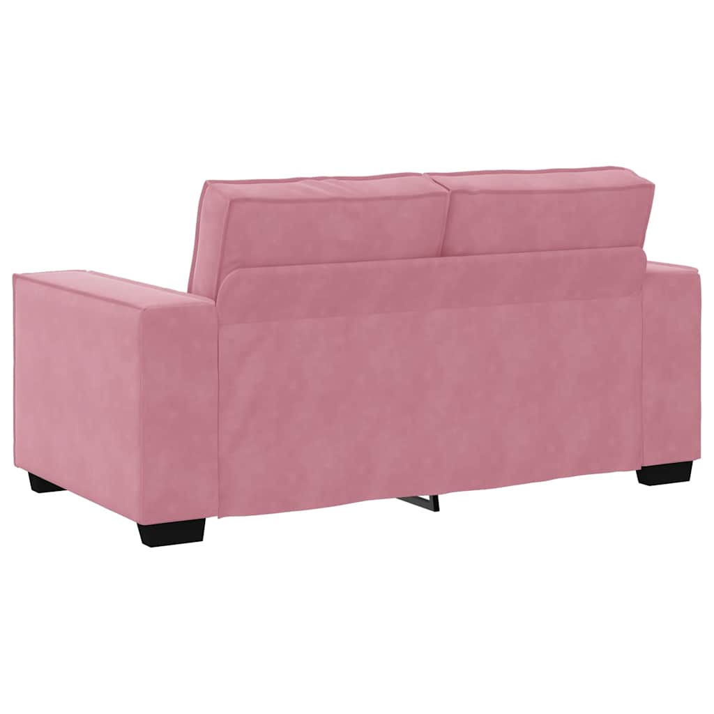 3 Piece Sofa Set with Cushions Pink Velvet