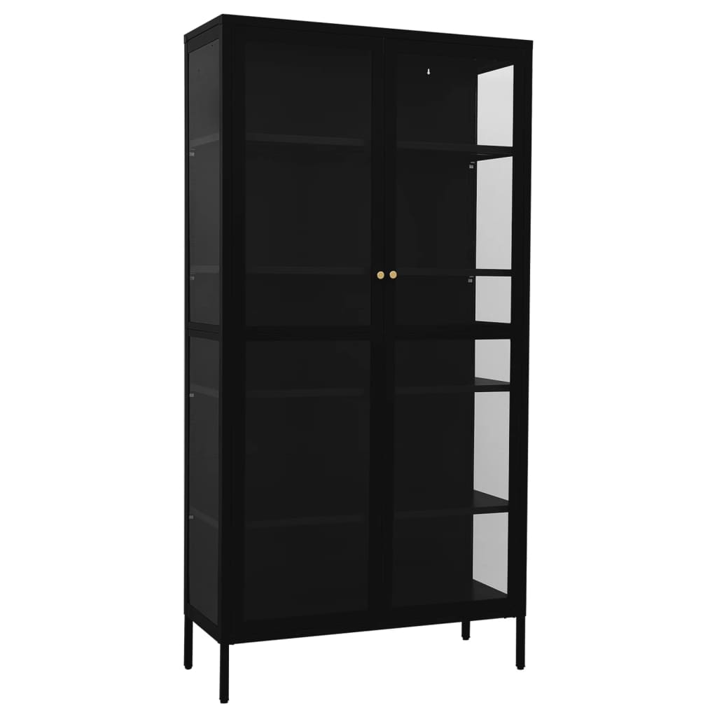 Vidaxl Witryna, Czarna, 90X40X180 Cm, Stal I Hartowane Szkło