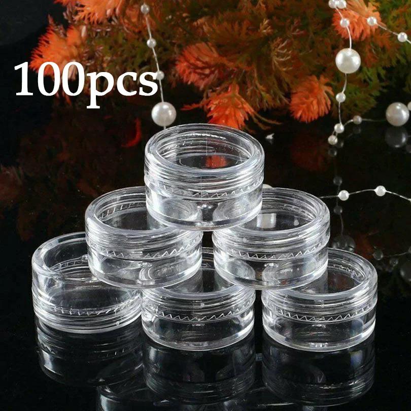 10-100pcs 3g Empty Plastic Cosmetic Makeup Jar Pots Transparent Sample Bottles Eyeshadow Face Cream Lip Balm Container