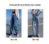 888 Retro Blue High-Waisted Women's Wide-Leg Jeans - Slimming Straight Loose Floor-Length Design