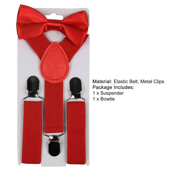 2 Stück/Set Hosenträger Krawatte Bonbonfarbe Y-Form Jungen Mädchen Verstellbare Hosenträger Schleife Krawatte für den täglichen Gebrauch