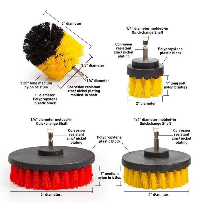 2/3.5/4/5'' Drill Brush Kit Electric Scrubber Brush for Cleaning Bathroom Bathtub Cleaning Brush Scrub Drill Cleaning Kit
