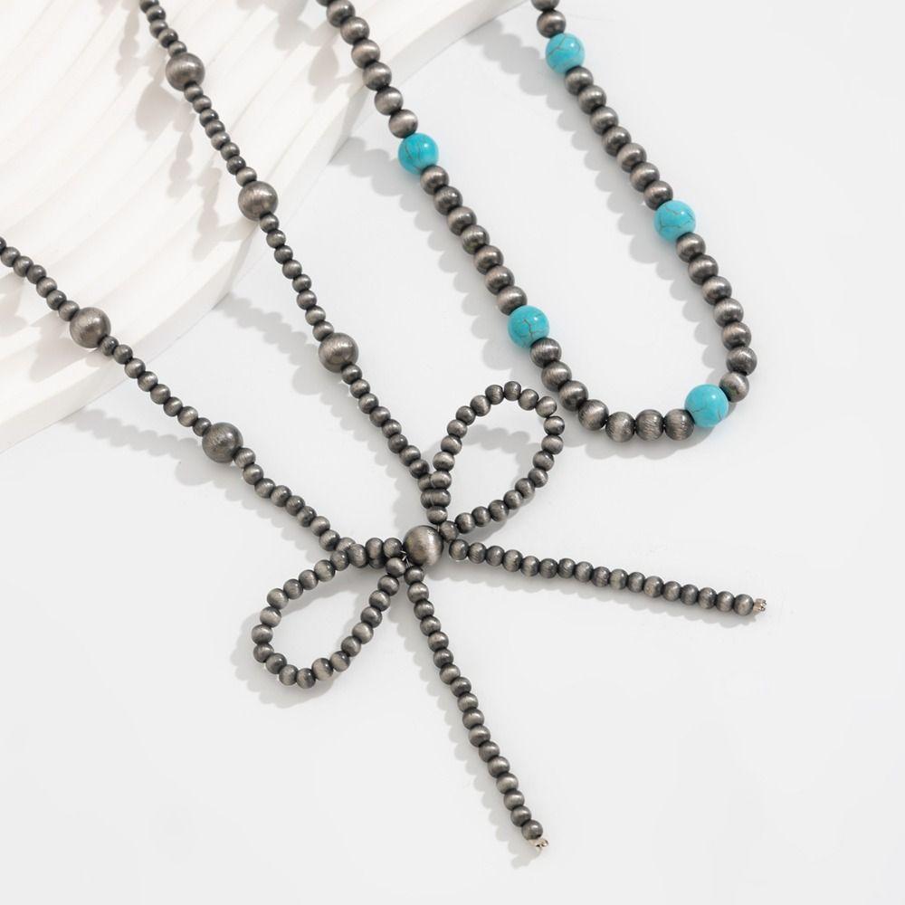 Bead Multilayer Turquoise Necklace Bull Bohemian Style Clavicle Chain Beach Choker  Beach Jewelry