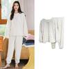 Warm Velvet Ribbed Fleece Pajama Set 2 Piece Women Autumn Pullover And Pants Casual Thicken Lounge Wear