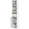 Tall Bathroom Cabinet, Door, Drawer, Open Compartments, Adjustable Shelf, White