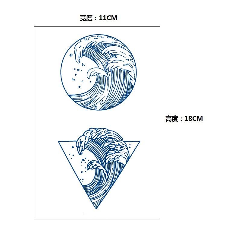 Gradual Change Herbal Fashion Personality Japanese Wave Whale Waterproof Simulation Long Time Does Not Fade Tattoo Sticker