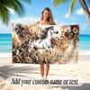 Horse Theme Quick Dry Beach Towel Custom Name Text Print Large Sand Resistant Towel Beach Vacation