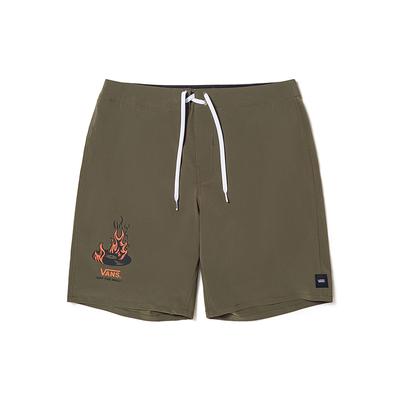 Vans Okeh Fire Record Flame Print Casual Shorts Unisex Shorts Military-Green VN000FTXKCZ