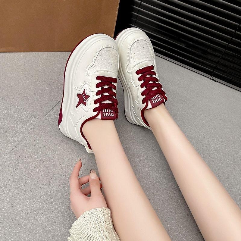 2025 new little white shoes women's popular star shoes fashion casual shoes versatile muffin thick baseplate shoes sports shoes