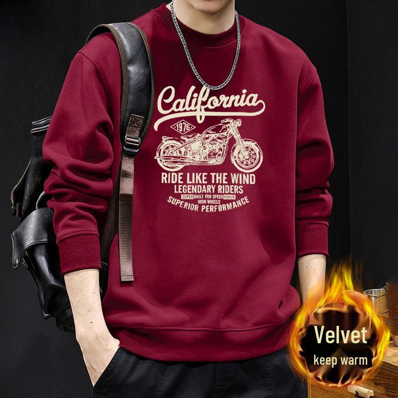Men's Heavyweight American Style Round Neck Long Sleeve Loose Hoodie for Spring and Autumn