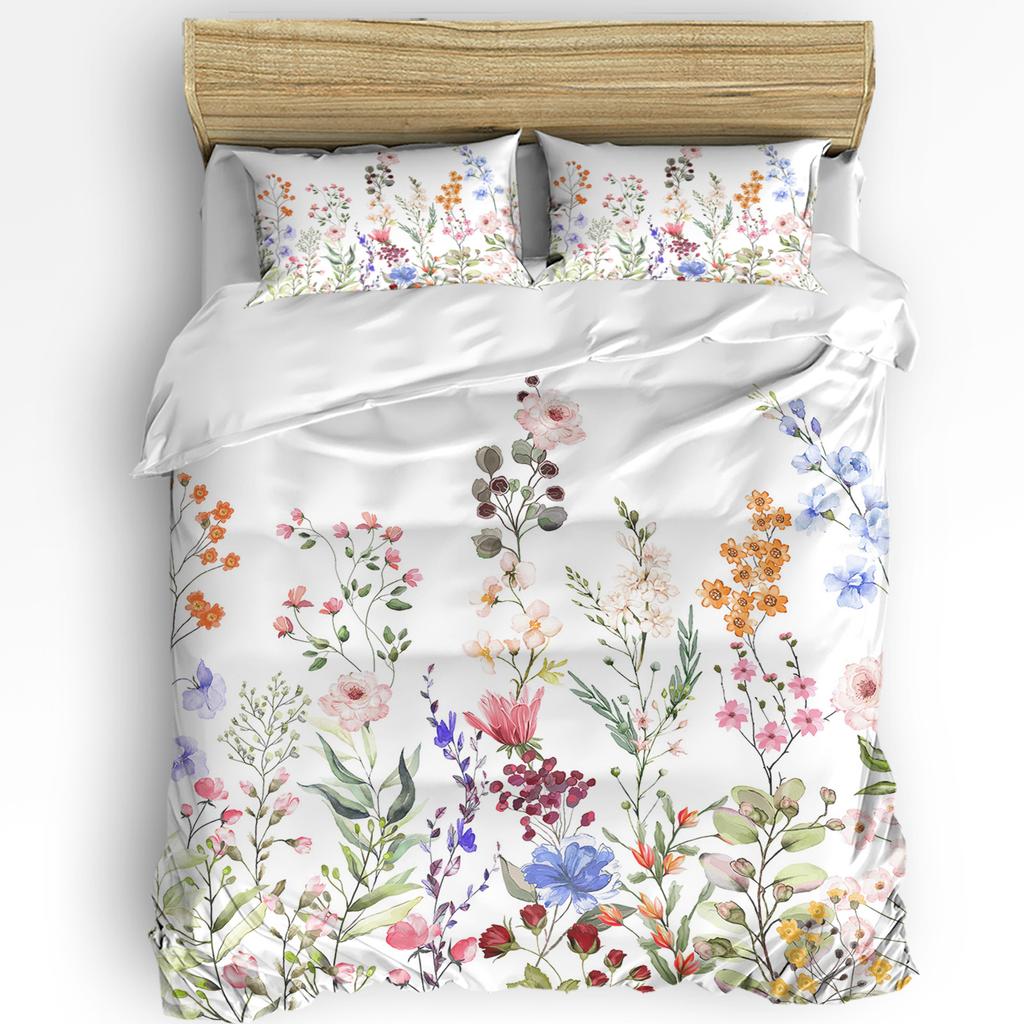 Wild Flower Eucalyptus Sunflower Plant Lavender 3pcs Bedding Set For Double Bed Home Textile Duvet Cover Quilt Cover Pillowcase