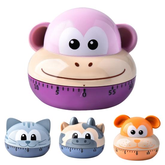 Timer Mechanical 60 Minute ABS Portable Cartoon Animal Timer for Kitchen
