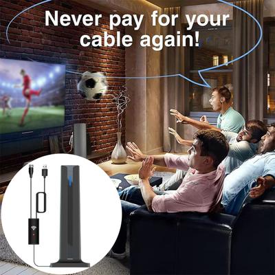 Antena de TV interna com canais compatíveis com HD, amplificador potente e amplificador de sinal com alcance de mais de 420 milhas, antena digital