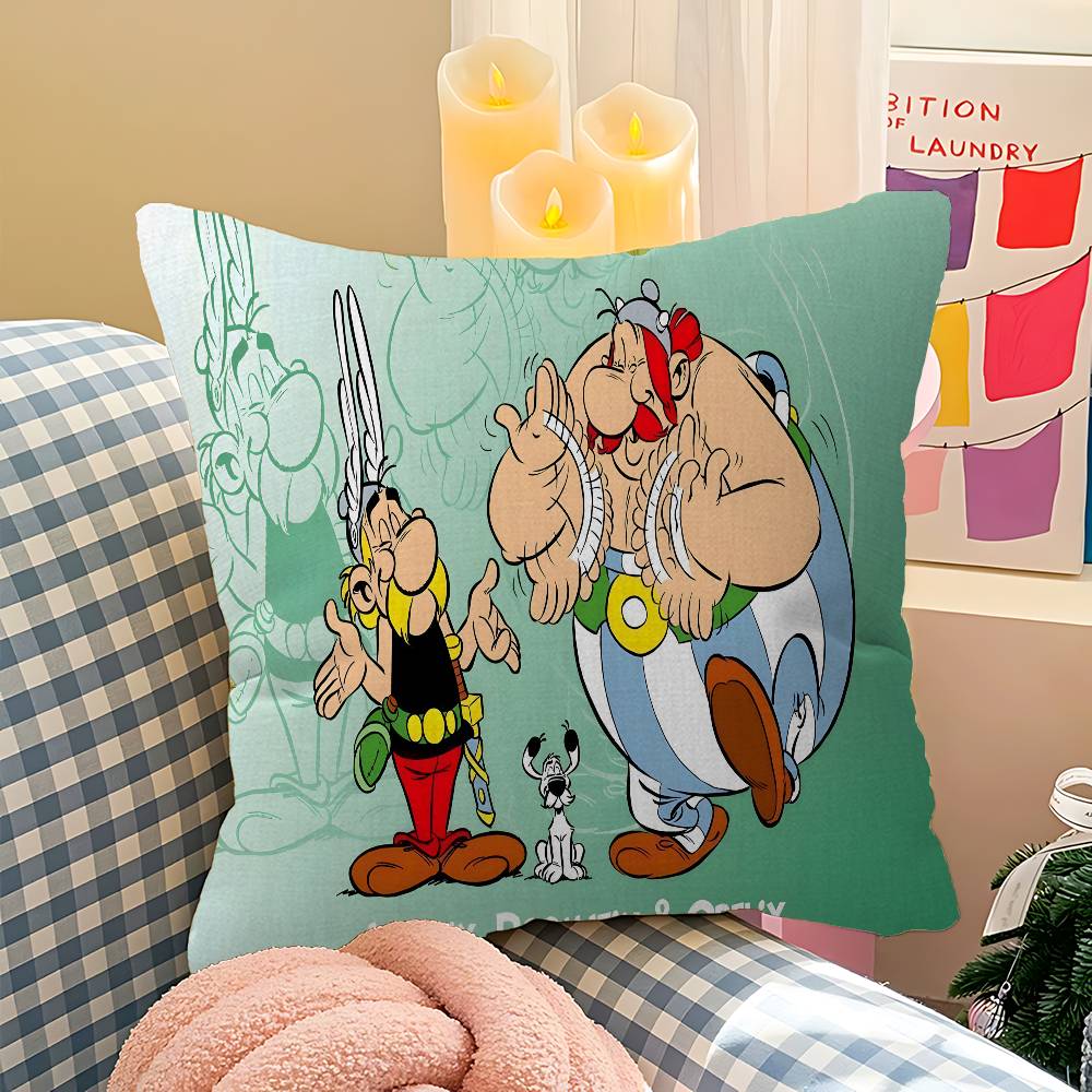 Cartoon AAsterix And OObelix Maple Design Cushion Cover Happy Autumn Harvest decor Holiday Decorati Pillow Cover