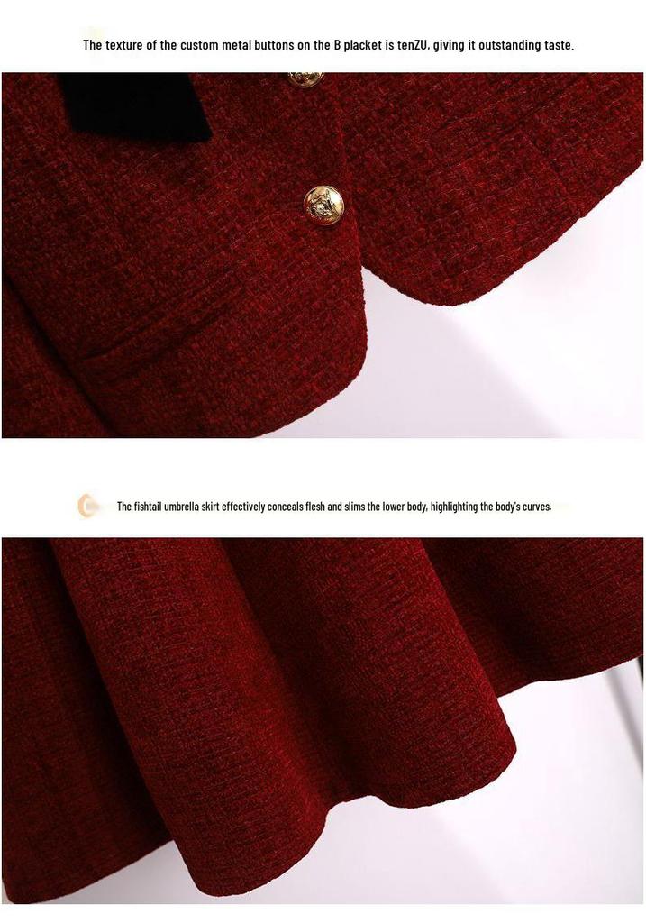 Women's Festive Slim-Fit Coco-Style Suit Skirt Set - Spring/Autumn 2026