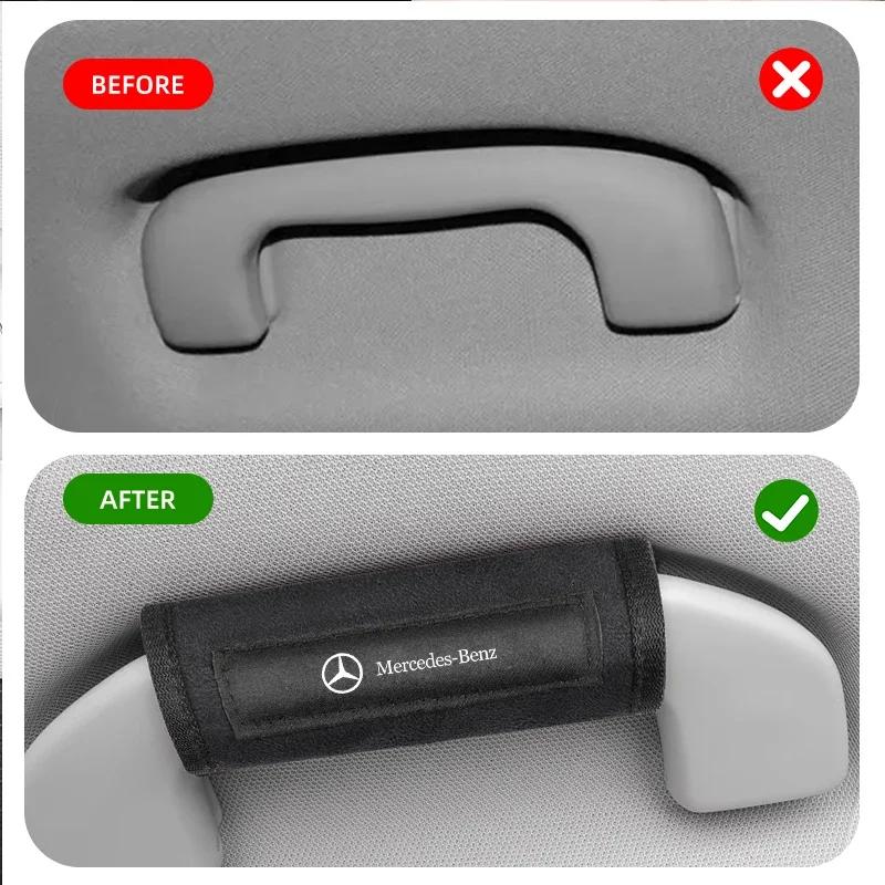 Car Roof Handle Protection Pull Gloves Auto Emblem Accessories For Mercedes Benz AMG C E S A GLE CLC Clase W204 W221 W205 W176