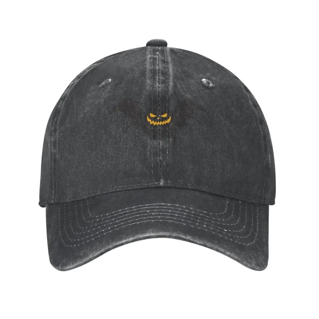 Halloween Pumpkin Vintage Washed Denim Cotton Low Profile Men Dad Trucker Hat Black Fitted Baseball Ball Cap for Men Unisex