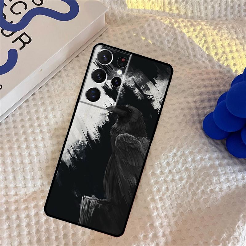 Crow Raven Dark Skull Phone Case For Samsung Galaxy S24 S25 Ultra S9 S10 S20 S22 S21 Plus S23 FE Portector Cover