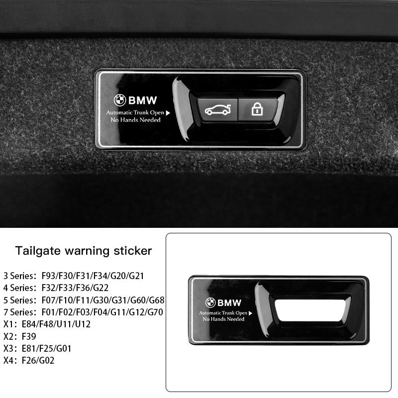 Car Electric Tailgate Warning Metal Trunk Paste For BMW X1 X2 X3 X4 X6 G30 G20 G11 G12 G60 F30 F20 F10 F34 F07 E46 E90 Stickers CJ6