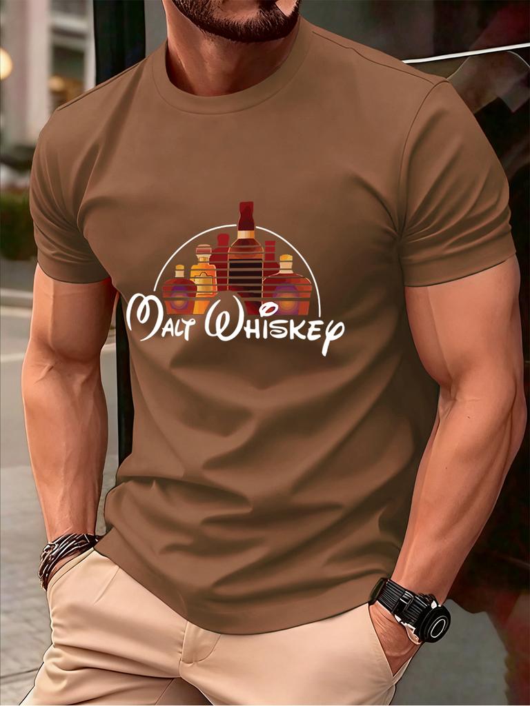 Malt Wiskey Funny Alcool Drunk Prints Men TShirt Cotton Summer Soft Short Sleeve Tops Oversized ONeck T Shirt Casual Clothes