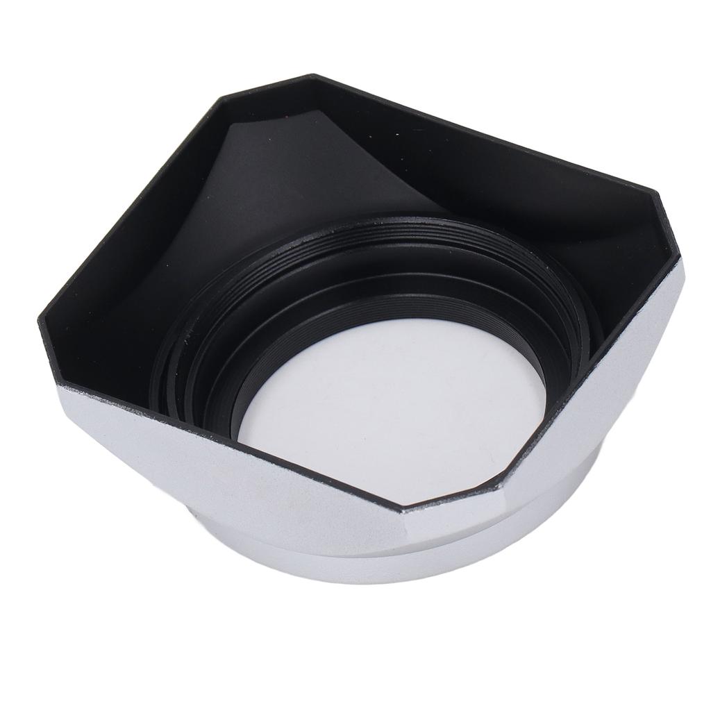 Lens Hood Silver Retro Square Lens Hood Shade for 40.5MM Digital Camera Mirrorless Camera Lens