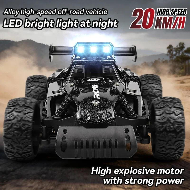 ZWN 1:18 2.4G RC Car With LED Light Alloy Light Spray 2WD Off-road Remote Control Climbing Vehicle Outdoor Cars Toy Gift for Kid