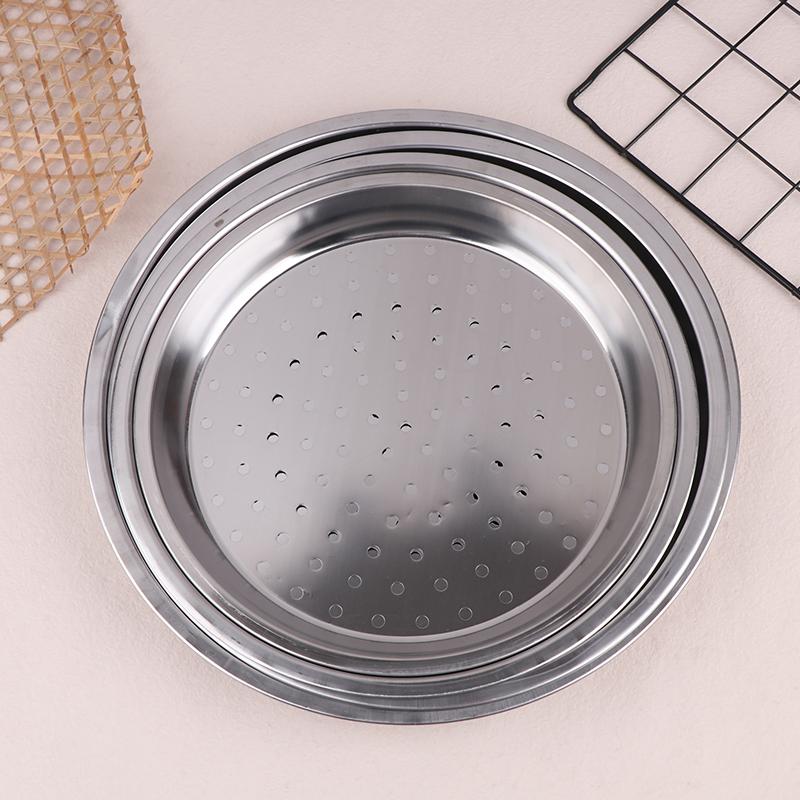 28/30/32/34Cm Stainless Steel Round Steamer Durable Dumplings Fish Steaming Tray Thickened Steamer Kitchen Cooking Gadgets