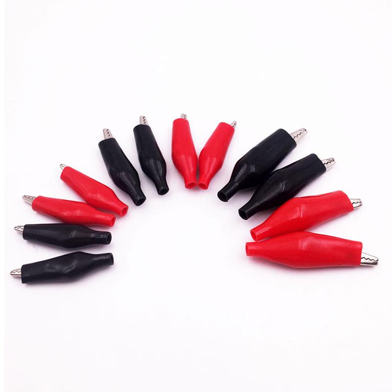 Black Red Soft Plastic Coated Testing Probe Aligator Clips - Foto 12