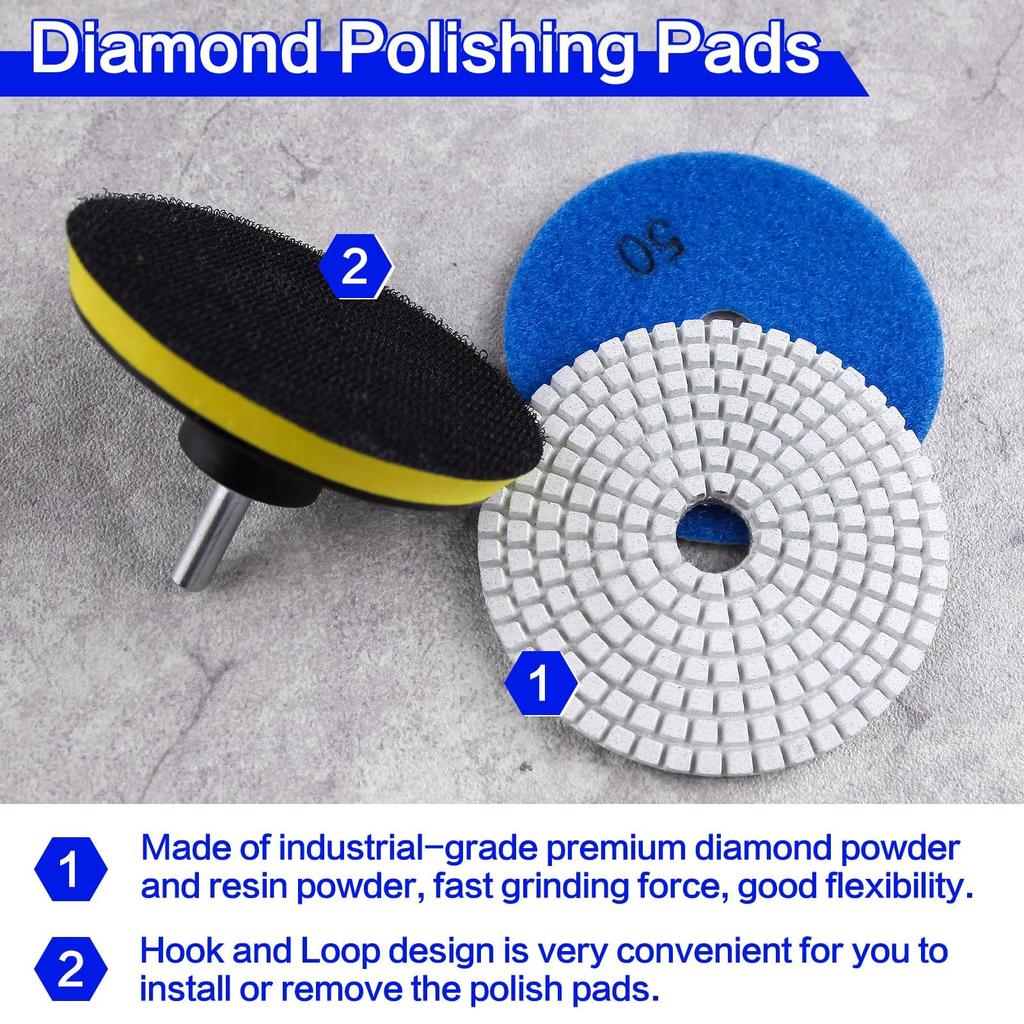 SPEEDWOX Diamond Polishing Pads with Backer Polishing Pad Stone Trimming and Polishing Diamond Polishing Stone Polishing Pads for Polishing High
