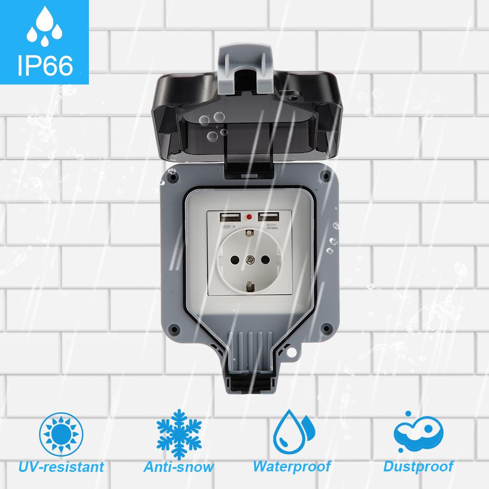 Pc Material Anti-Aging Durable Deepen Panel Design Outdoor Protection Socket Case Socket Box IP66 Garden for Balcony Water Pump Construction Site Pc Material Anti-Aging Durable Deepen Panel Design Outdoor Protection Socket Case Socket Box IP66 Garden for Balcony Water Pump Construction Site
