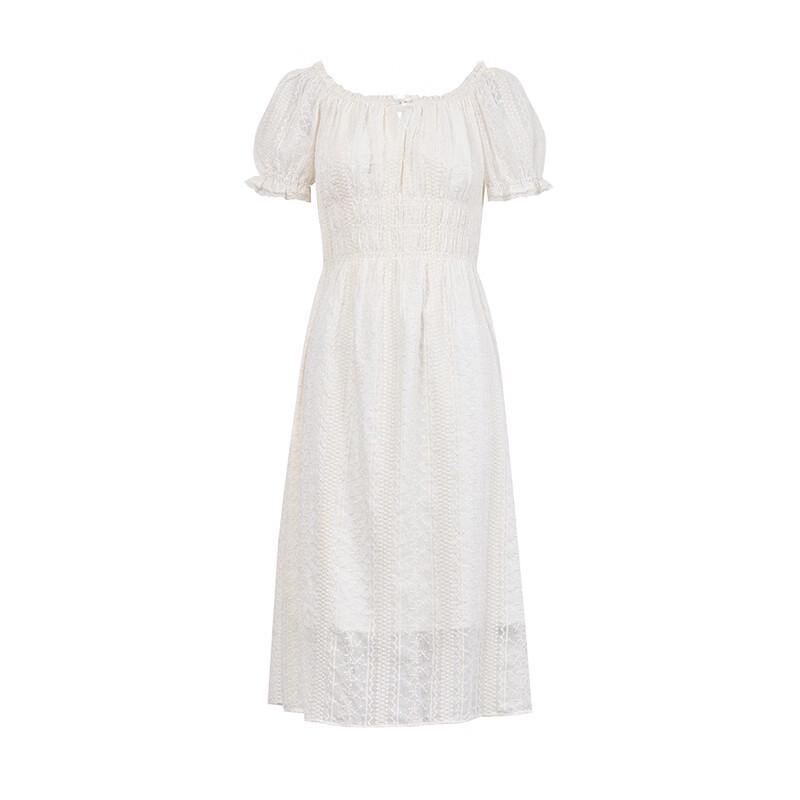 Autumn Water Casual French Style Square Neck Puff Sleeve Dress