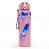 1PC Rainbow Glitch Number Six Seven 750ml Color Plastic Sports Water Bottle Leakproof Flip Straw Lid Suitable for Sports Office Home Use
