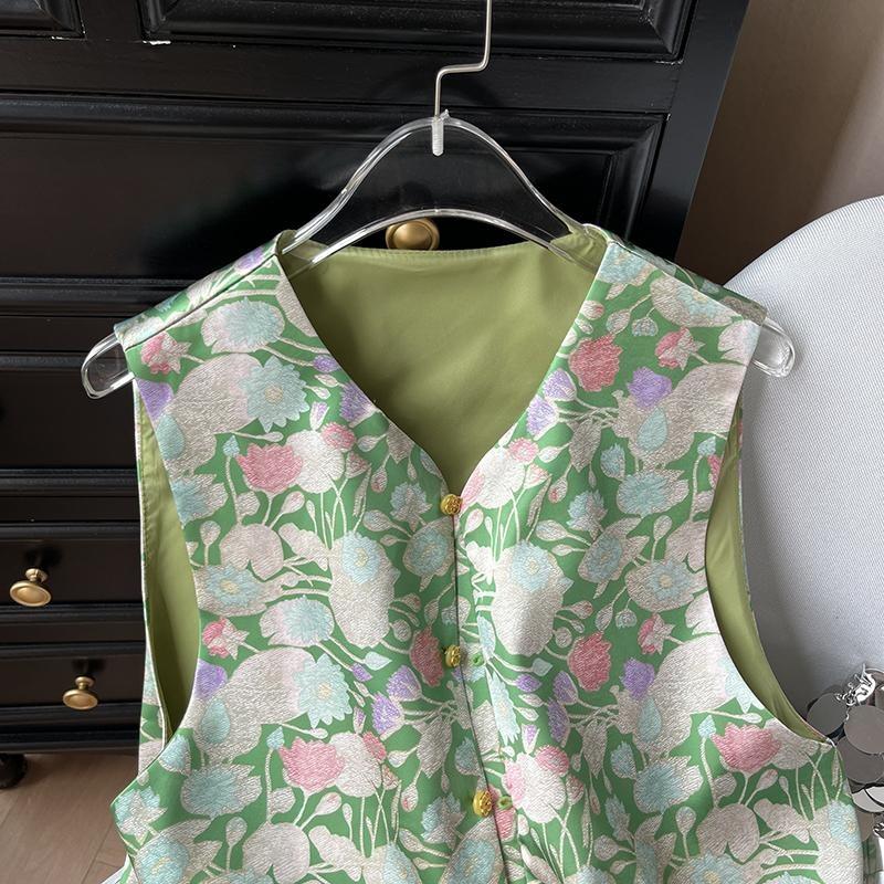 6518 Garden full of spring jacquard vest 2025 spring and summer new outer wear