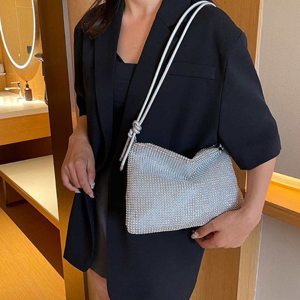 Women Diamond Shoulder Bag Chic Sparkle Satchel Clutch Elegant Glitter Sling Bag Versatile Strap Adjustable Formal Dressy Purse