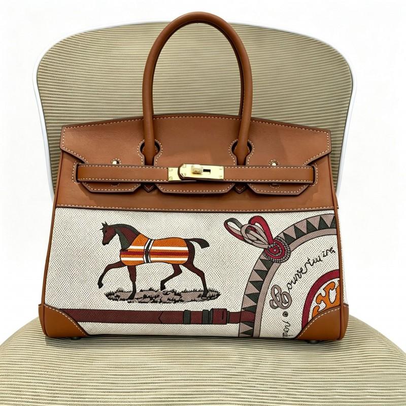 Cartoon Graffiti Leather Tote Bag Canvas Cowhide Contrast Handbag Women