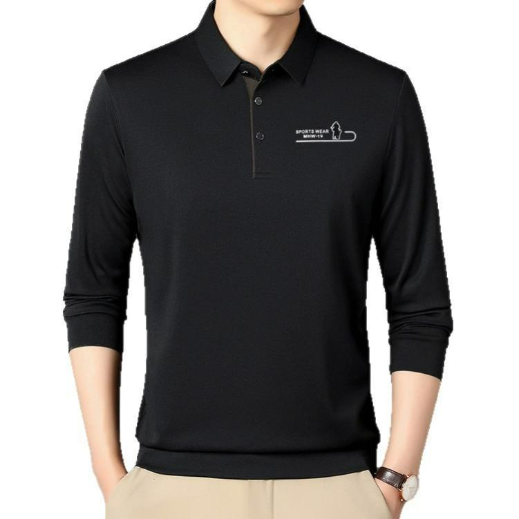 Long-sleeved Polo Shirt Men's Spring and Autumn Casual All-match Lapel Dad Bottoming Shirt T-shirt