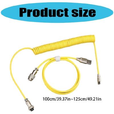 Coiled USB C Keyboards Cable for Fast Charging and Data Transfer with Detachable Aviators Connectors
