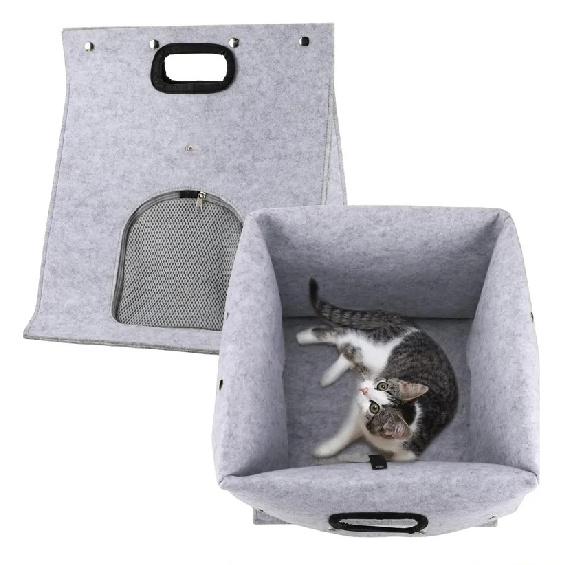 Multi-functional Pet Bed Felt Puppy Cat Washable Collapsible Cat Bed House Outdoor Pet Bag Breathable Mesh Four Seasons