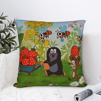 Drucken Die kleine Maulwurf Krtek Kissenbezug Polyester Kissenbezug Dekorationen Cartoon Floral Überwurf Kissenbezug Hülle Zuhause Quadratisch