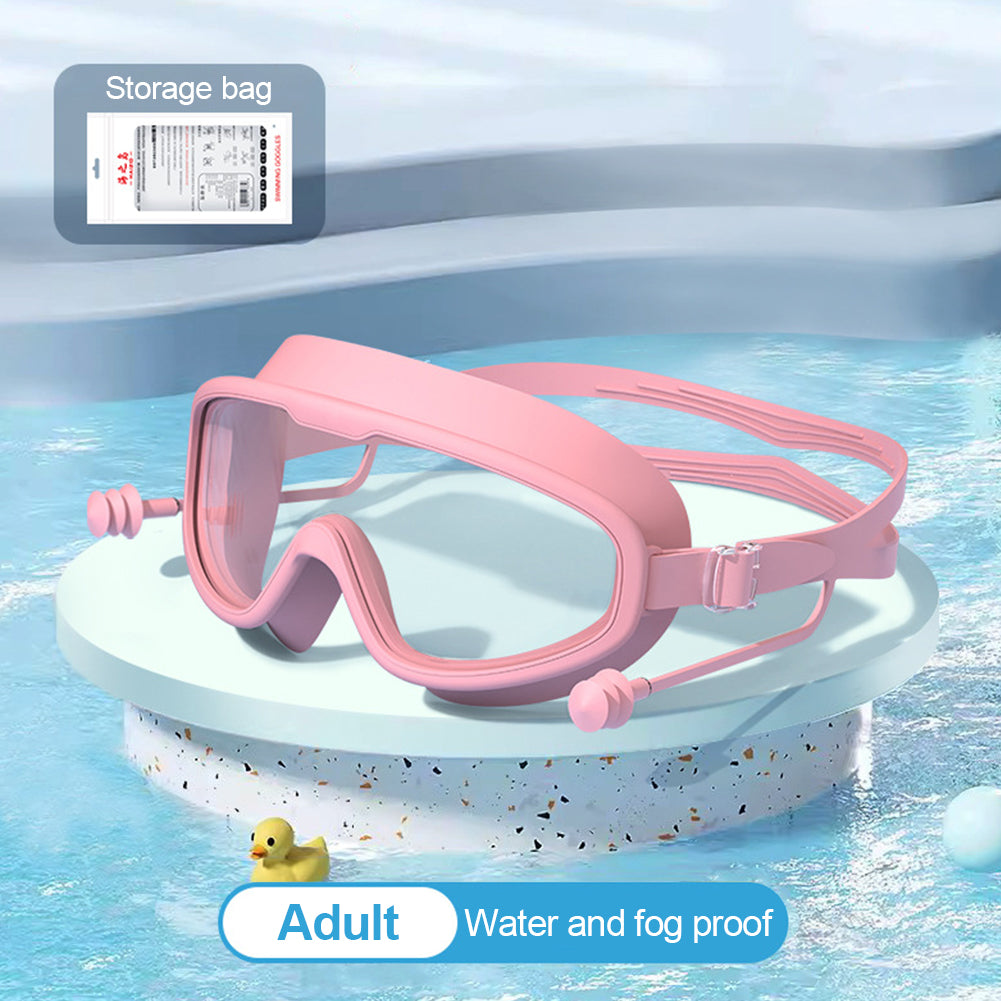 Large Frame Swimming Goggles with Earplugs for Kids High Quality Children's Antifog Swim Pool Glasses Waterproof HD Swim Eyewear