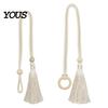 Adjustable Curtain Ties Wooden Ring Tassels Tieback, Window Holders Easy Use Backs, No Drill Drape Holdbacks for Home Bedroom Decor