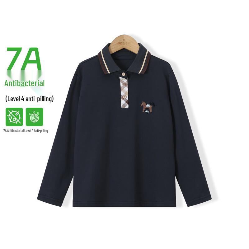 Unisex Kids' Long-Sleeve Anti-Pilling Cotton Polo Shirt