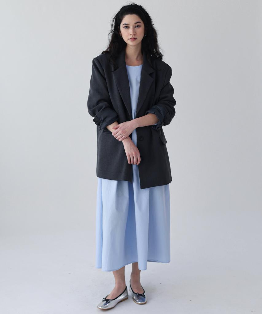 Keullaepeu Wave Puff Cotton Dress_Sky Blue