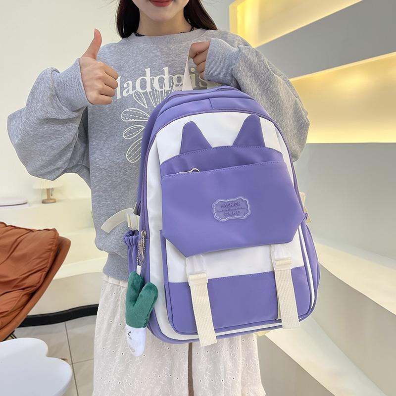 Three-piece Backpack Set Cat Ears Female Large Capacity School Bag Student Backpack